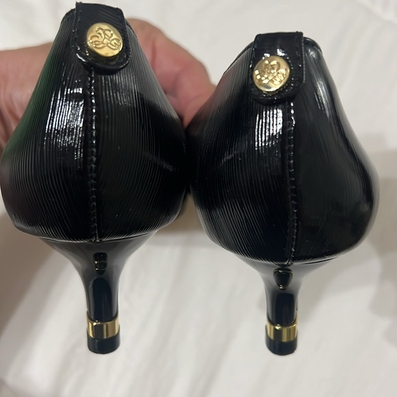 J. Renee Black Braidy Crinkle Patent Leather Dress Pumps Womens 10 - Picture 6 of 7